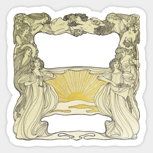 Art Nouveau border with sunrise Sticker